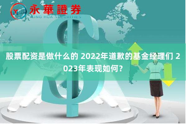 股票配资是做什么的 2022年道歉的基金经理们 2023年表现如何？